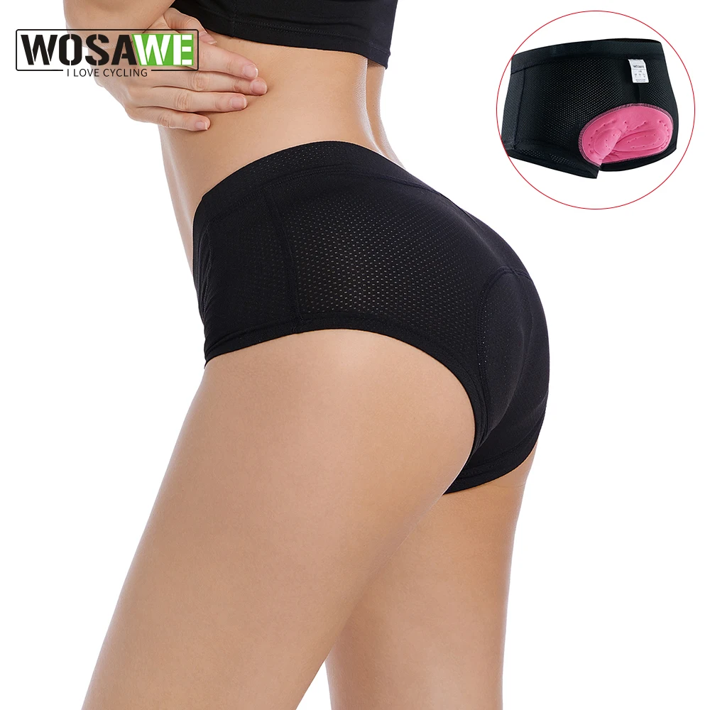 WOSAWE Women's Cycling Shorts 3D Gel Padded Breathable Underwear Mountain Bike Bicycle MTB Shorts Briefs Downhill Shorts S-2XL