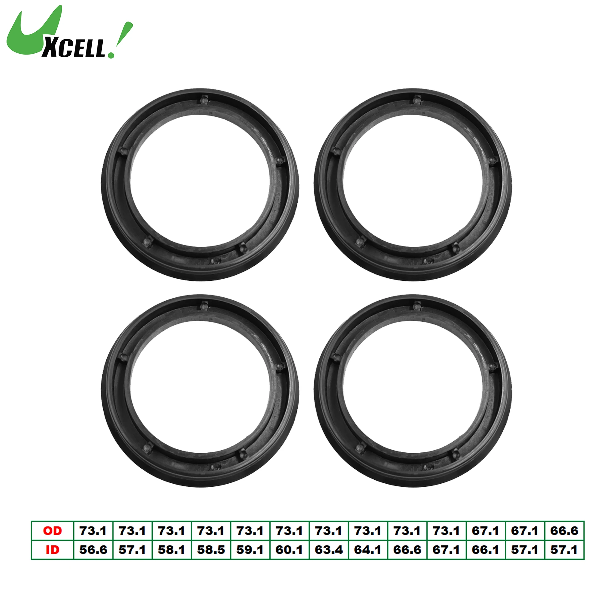 UXCELL 4pcs OD 73.1 67.1mm to ID 56.6 58.5 64.3 67.1 57.1mm Car Hub Centric Rings Wheel Bore Center Spacer Plastic