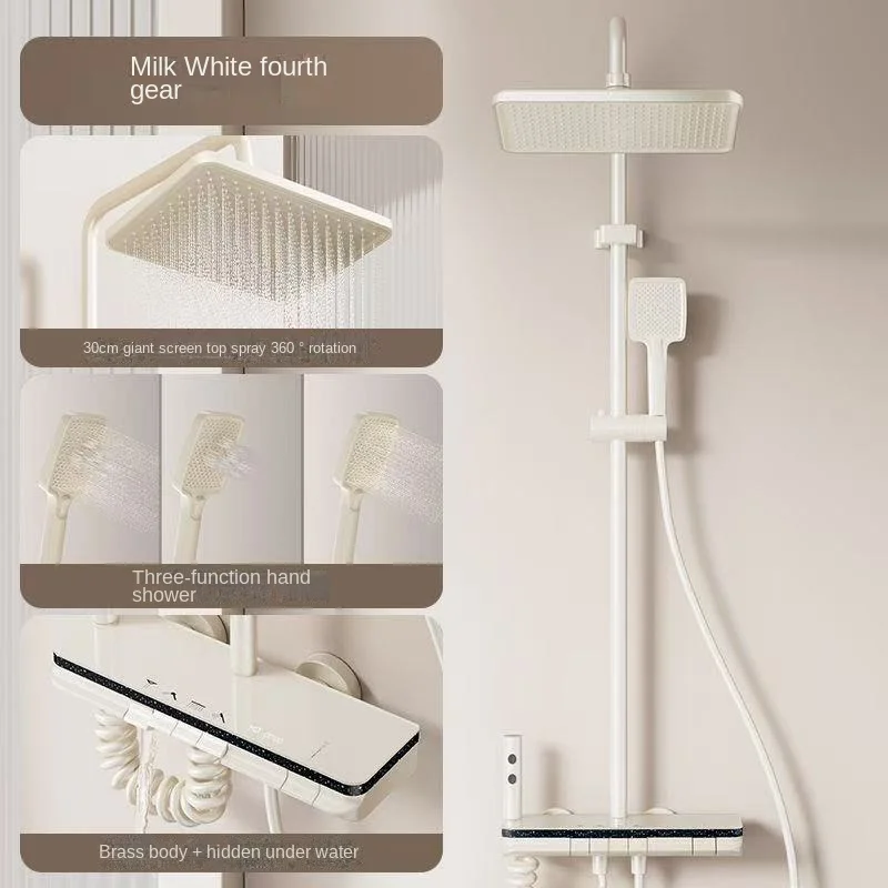Интеллектуальный набор душевых насадок с постоянной температурой и 59 прецизионным медным корпусом, 4 функции для выхода воды и давления воздуха