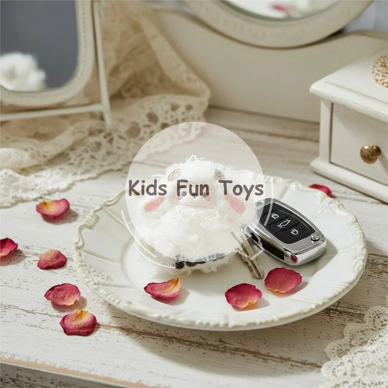 Fluffy Sleeping Sheep Plush Bag Ornament Cute Ruffle Collar Stuffed Animal Pendant for Luggage Decoration Party Gifts