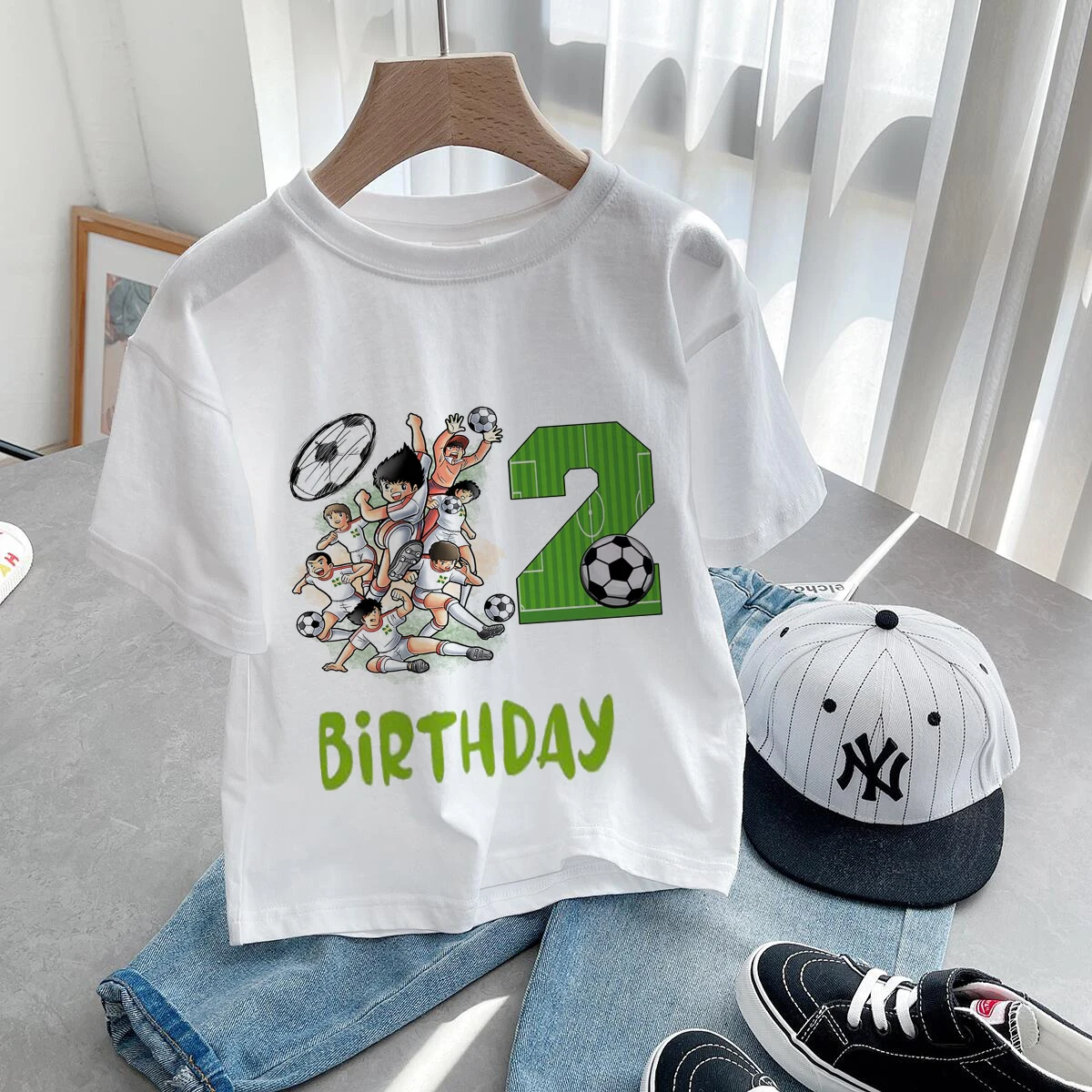 Happy Birthday Football Crown 1-9 Year Print Kids TShirt Boys1-9 Number Football Player Design Tees Children Funny Gift Baby Top