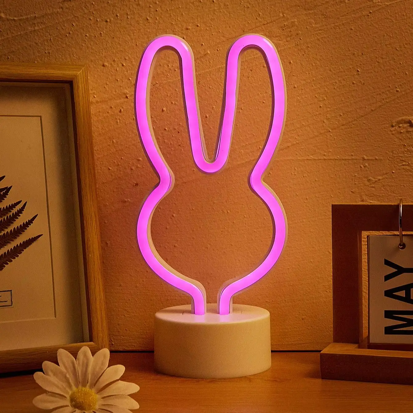 Chi-buy LED Neon Desktop rabbit  USB Powered Neon Signs Night Light 3D Wall Art Bedroom Living Room Decor Lamp Signs