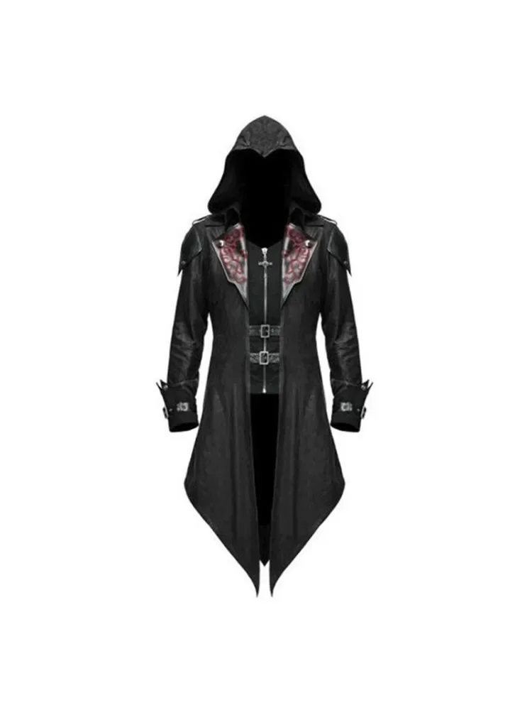 Attentäter Cosplay mittelalter lichen Mann Kostüm Streetwear Kapuzen jacken Outwear Kostüm Edward Creed Halloween Dress Up Outfit Party