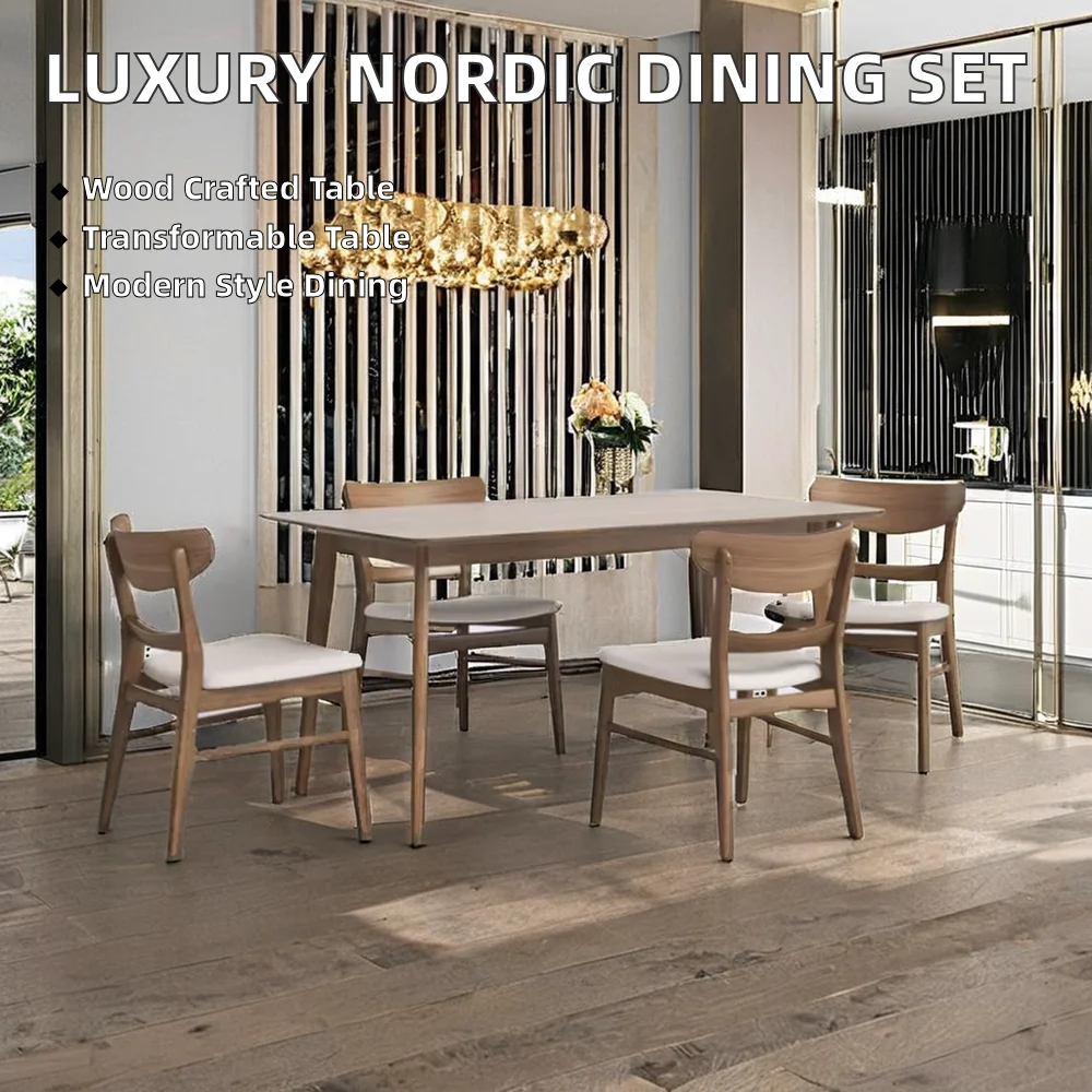 High Quality Style Wood Rectangle Modern Simple Hotel Household Wooden Dining Table Chair Set