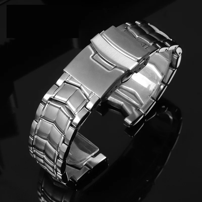 Brushed Stainless Steel Genuine Watch band For CASIO Edifice EF-524 Watch Strap Men Watchband Silver Safety Folding Clasp 22mm