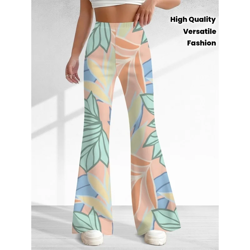 Floral-patterned printed flared pants, suitable for daily casual wear of teenagers aged 7 to 16.