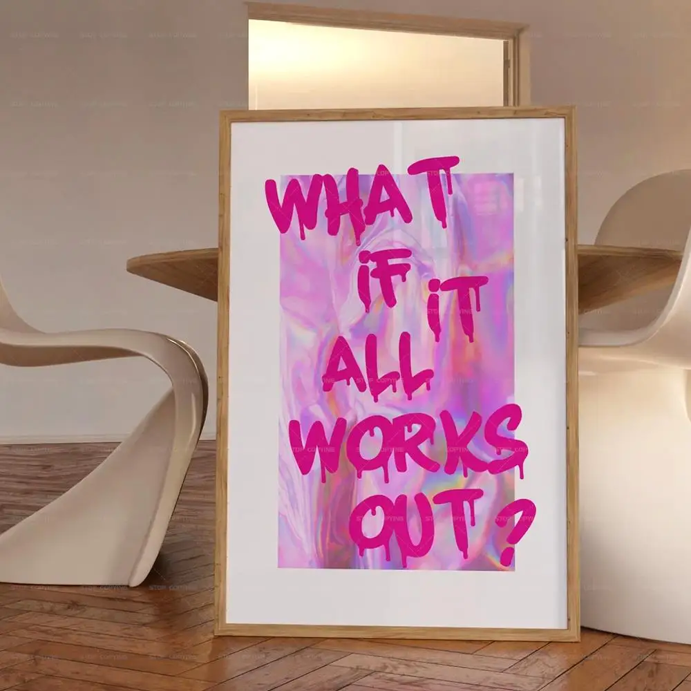 Trendy Preppy What If It All Works Out Quotes Funky Distorted Wall Art Wall Art Canvas Painting Posters Living Room Home Decor