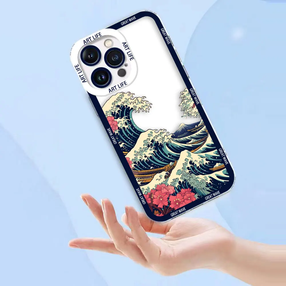 La Grande Onda di Kanagawa Cassa Del Telefono Trasparente Per REALME 6 7 7I 8 8I 9 9I 10 12 C75 C71 C67 C65 C63 C55 C53 C35 C33 C31 C30 Caso