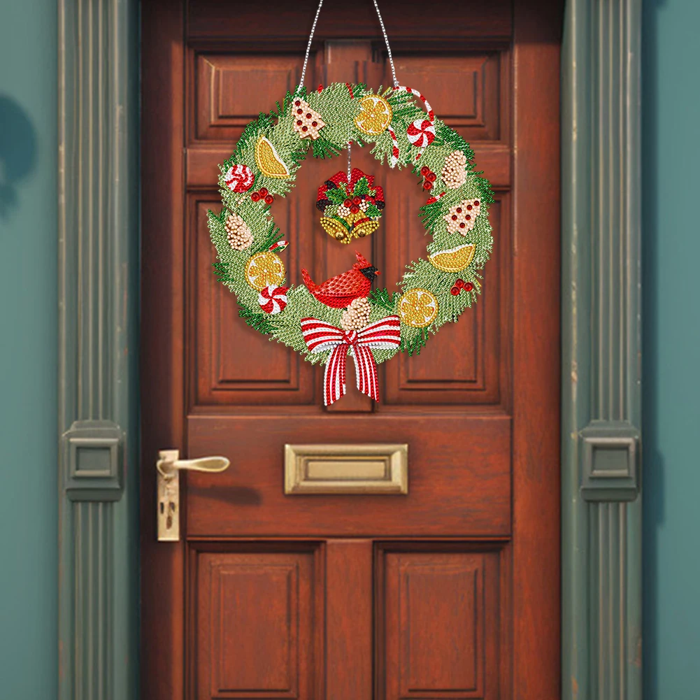 

Special Shaped Diamond Art Painting Garland Xmas Elk Christmas Spot Drill Garland with LED Light for Home Window Door Decor Gift