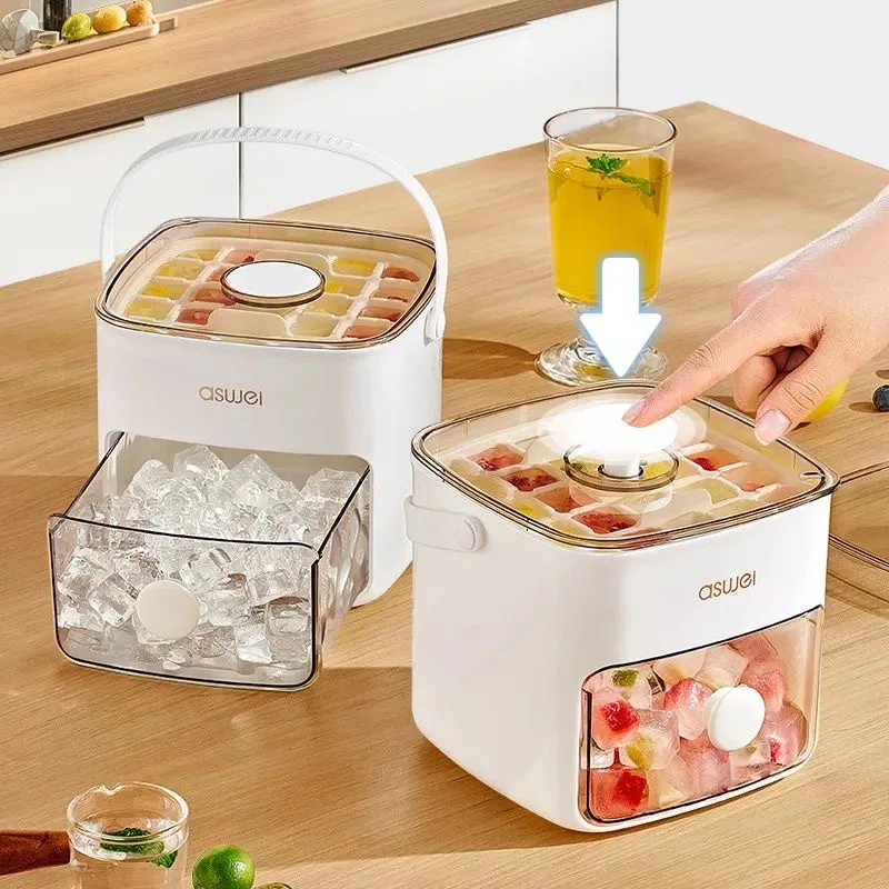 48 Grid Portable Water Injection Ice Tray Mold Food Grade Silicone Press Type Ice Cube Tray Mold DIY Ice Maker Ice Cube Tray 