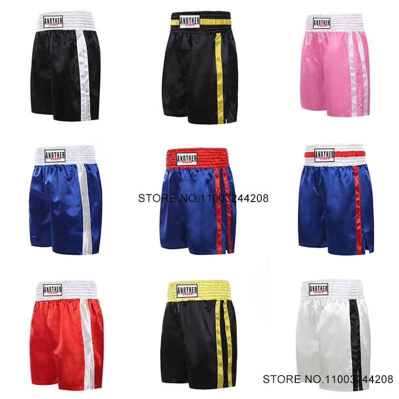 Boxing Shorts Satin Muay Thai Shorts Men Women Cage Fighting Grappling Kickboxing Training Match Pants Martial Arts MMA Trunks