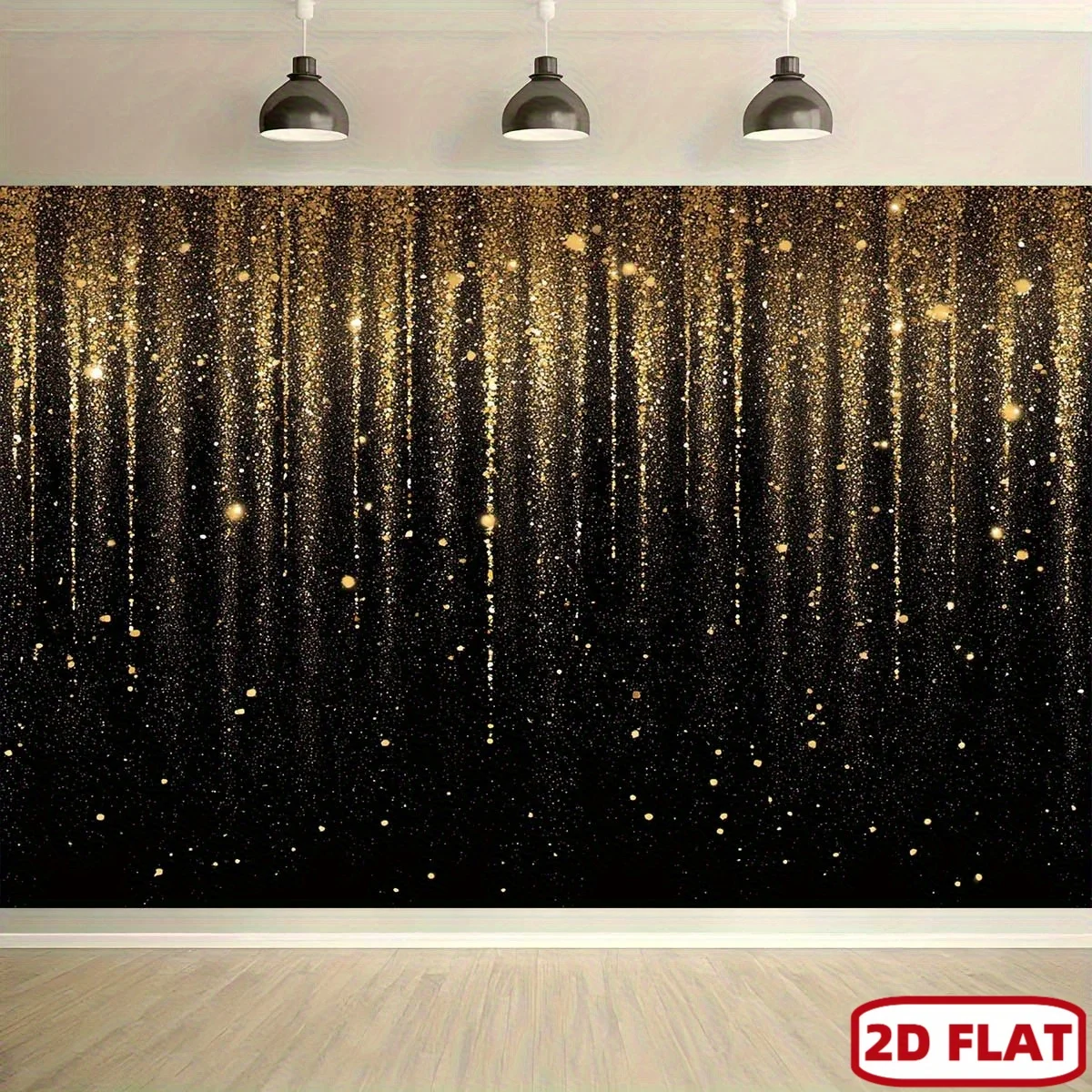 

2D плоский золотой глиттерный гобелен с эффектом падающих звезд, роскошный фон для вечеринок, декор для мероприятий, эффект мерцания, элегантное оформление, праздничное настроение