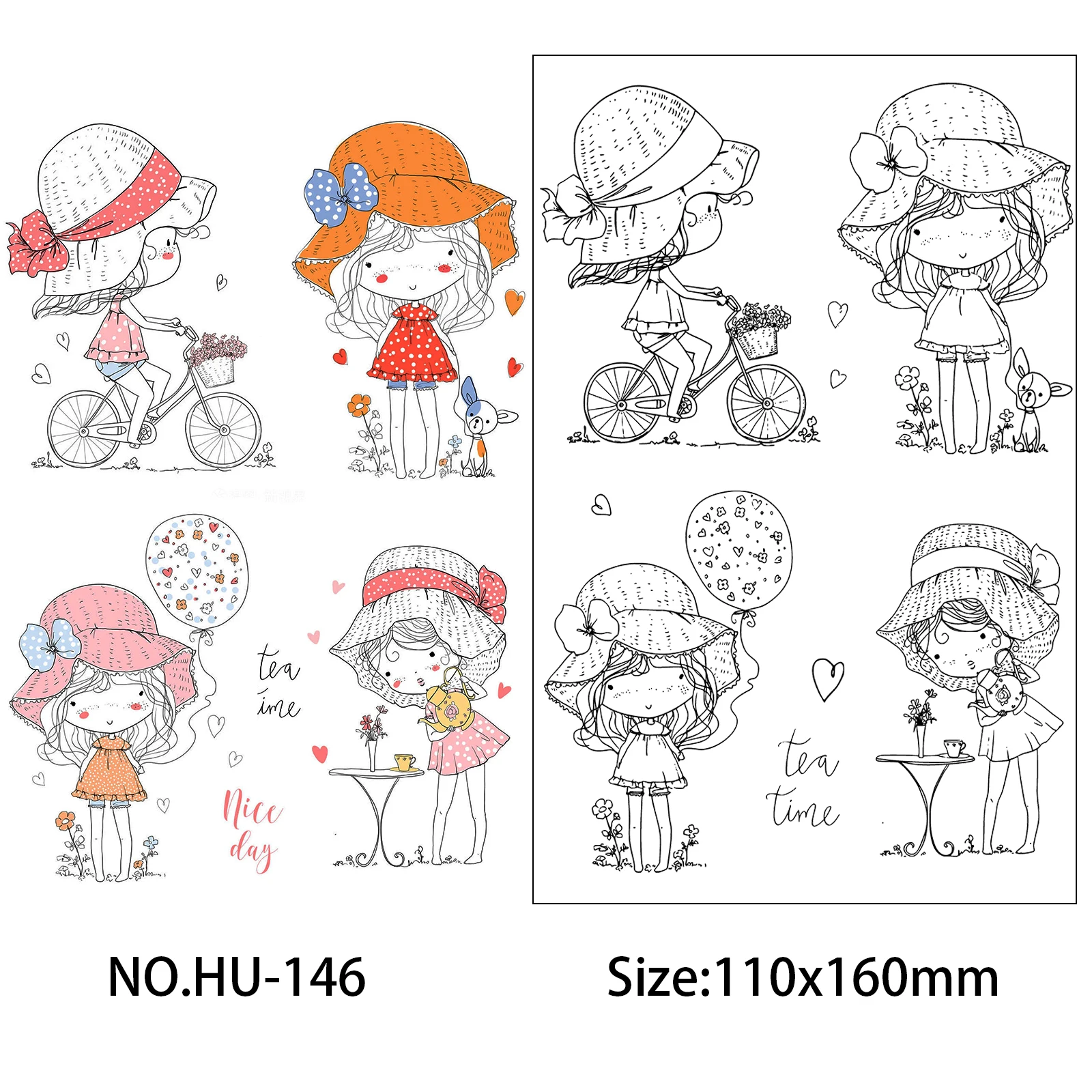 Cartoon girl Cute / Fashion Girls Clear Stamps For DIY Scrapbooking Decorative Card Making Crafts Fun Decoration Supplies