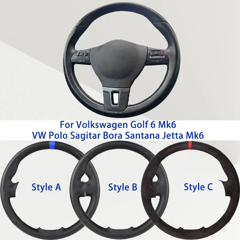 

OEM Black Microfiber Synthetic Leather Car Steering Wheel Cover For Volkswagen Golf 6 Mk6 VW Polo Sagitar Bora Santana Jetta Mk6