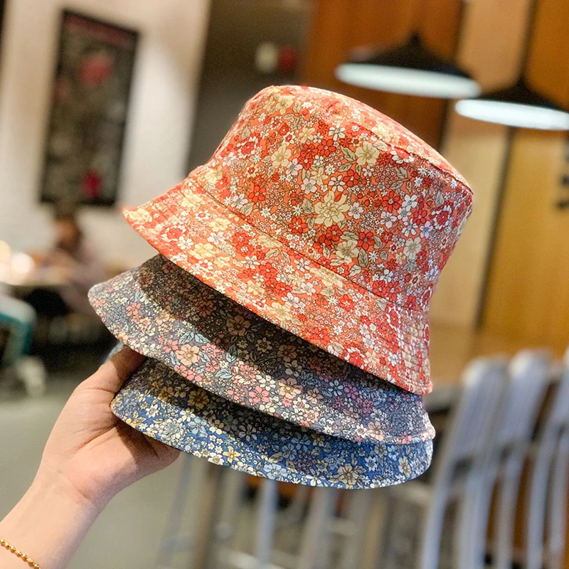 

Hat Female Four Seasons Can Wear Small Fresh Floral Visor Hat Korean Version of Fashion Printed Fisherman's Hat Casual Basin Hat