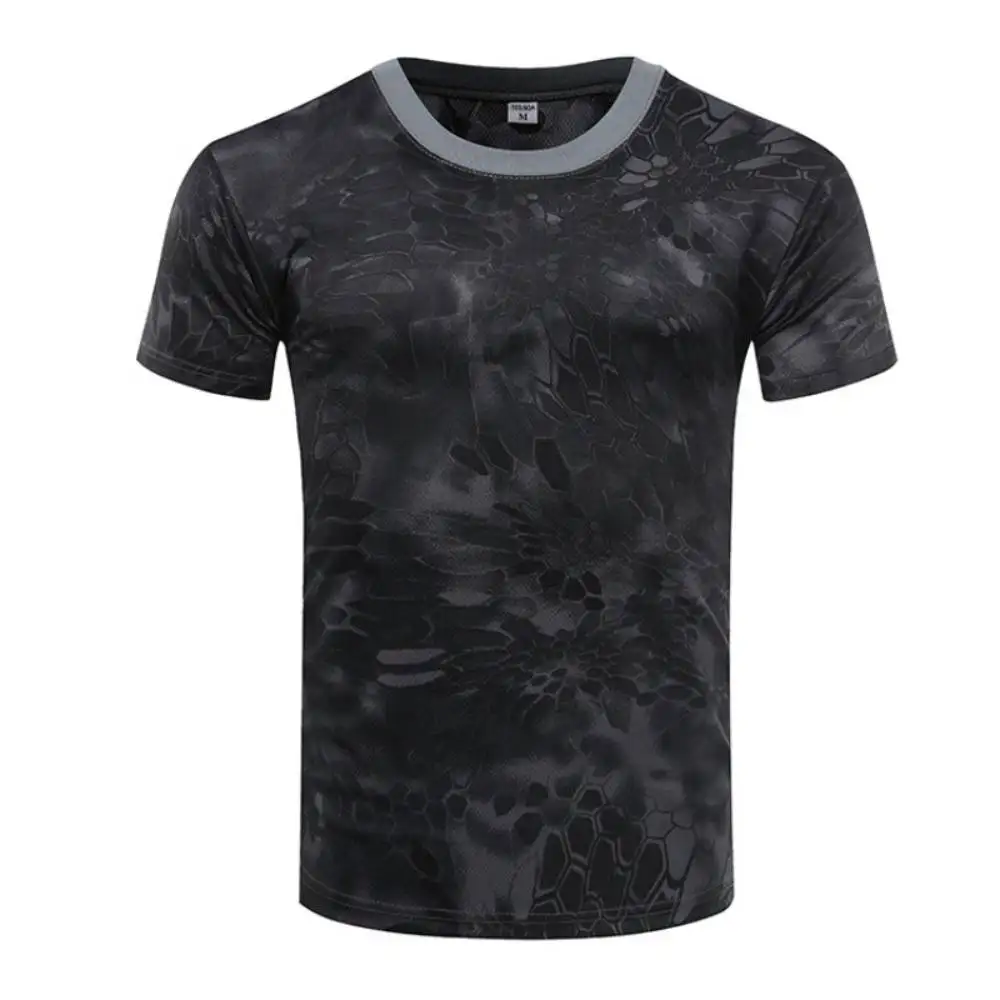 Mens Tshirts Tactical T-shirt Military Camo Tops Tee Breathable Mesh Cotton Quick Dry Short Sleeve Undershirt Army Sports Wear