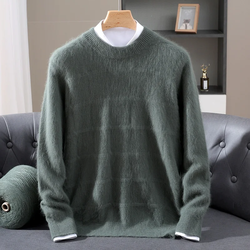 

Мужской свитер из 100% чистого кашемира норки с круглым вырезом, вязаный, теплый, универсальный, с длинным рукавом, базовая модель для осенне-зимнего сезона