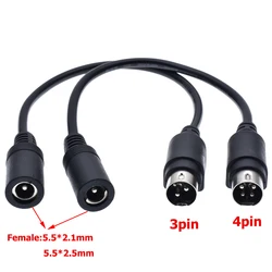 DC5.5x2.5/5.5x2.1 Female To 3-Pin 4-Pin Round Mouth 3pin 4pin Plug Printer Power Adapter Cable 20cm