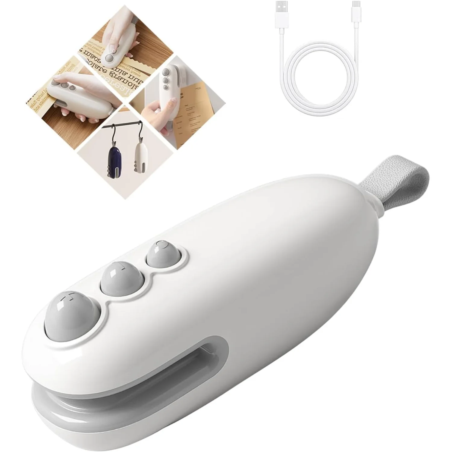 سدادة أكياس صغيرة، 2 في 1، سدادة أكياس رقاقة مع سدادة أكياس قابلة لإعادة الشحن، آلة إعادة إغلاق محمولة للحقائب البلاستيكية Foo