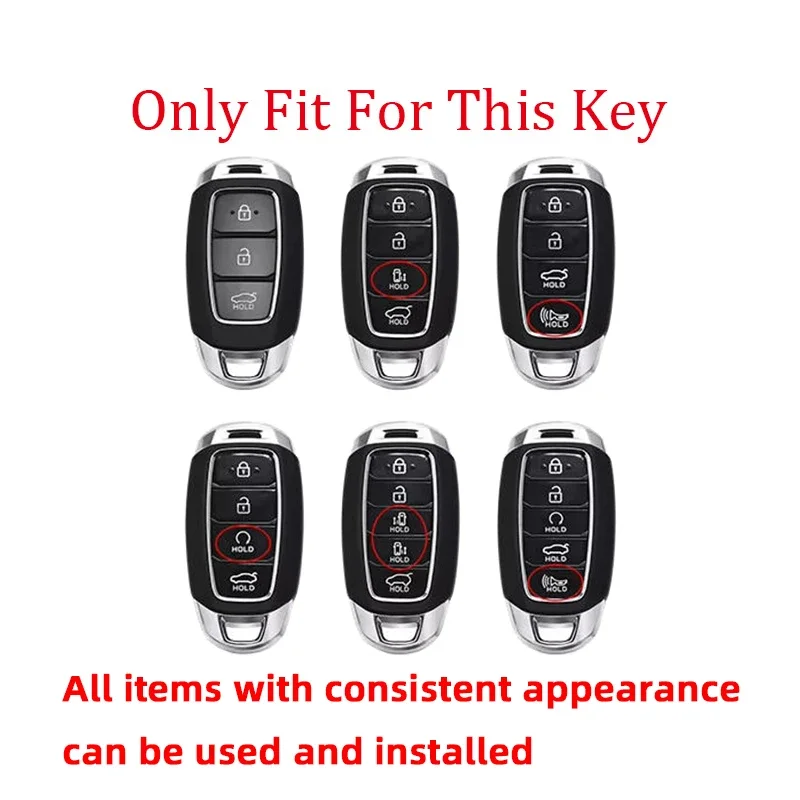 Zinc Alloy Car Key Fob Case Cover Keychain Ring For Hyundai Elantra i30 Venue Palisade Accent Santa Fe Veloster Kona 2