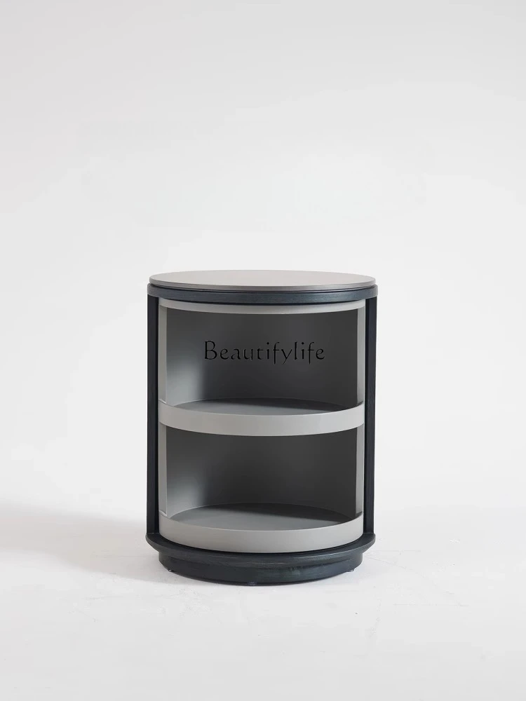 

Italian minimalist round bedside table bedroom high-end series personalized master bedroom creative rotating locker