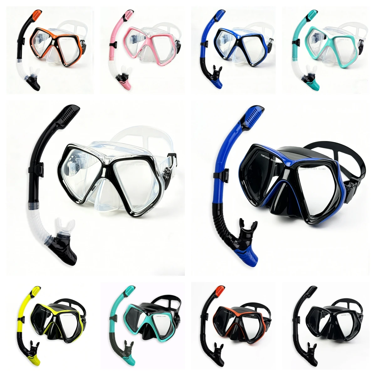 Diving Mask Snorkel Set For Adults Tempered Glass Professional Panoramic Scuba Snorkel Gear Swimming Training Snorkeling Kit