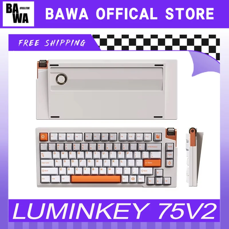 LUMINKEY 75V2 Mechanical Keyboard Tri Mode Wireless Keyboard Hot Swap Custom Aluminum Alloy Office Gamer Keyboard PC Accessories