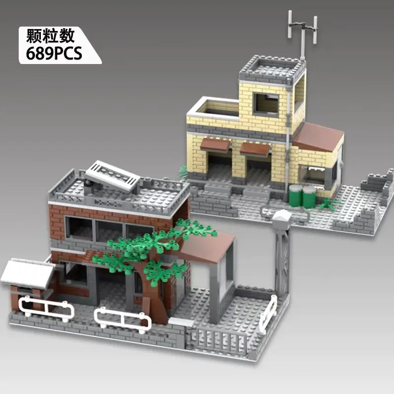 WW2 군사 전장 유적 무기 요새 블록 하우스 모델 빌딩 블록 DIY MOC 육군 건축 벽돌 장난감 아이 선물