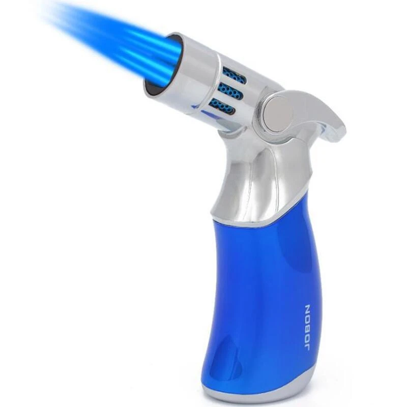 

JOBON-Powerful Quad Torch Lighter, Windproof Lighter, Cigar Metal, Blue Firework Airbrush, Jet Turbo, Outdoor Butane Gas Lighter