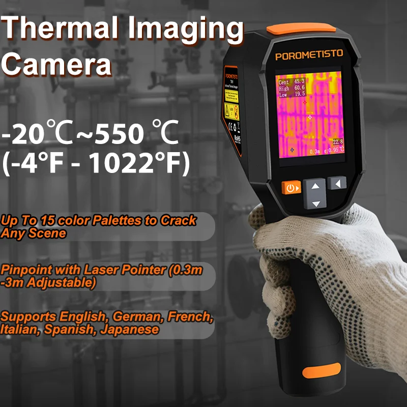 TI01 Oplaadbare warmtebeeldcamera -20 ℃ ~550 ℃   15-kleurenpaletten Waterdicht Stofdicht Anti Drop Handheld Thermische Beeldvorming
