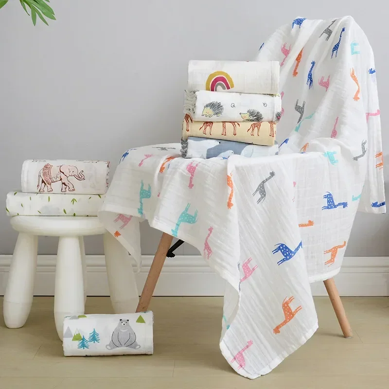 Serviette de bain 100% coton pour bébé, 6 couches, peignoir pour nouveau-né, gant de toilette en gaze, robe pour enfant, couverture de canapé, couverture de sieste