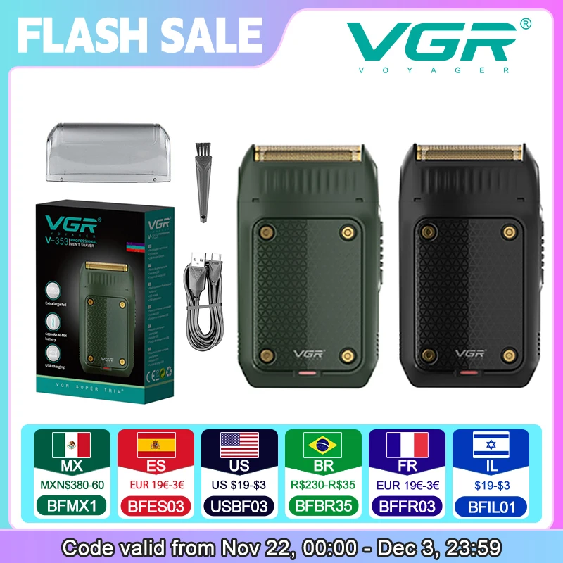VGR 353 Single-Blade Pro Elektrischer wiederaufladbarer Folienrasierer für Männer Tragbarer Rasierer