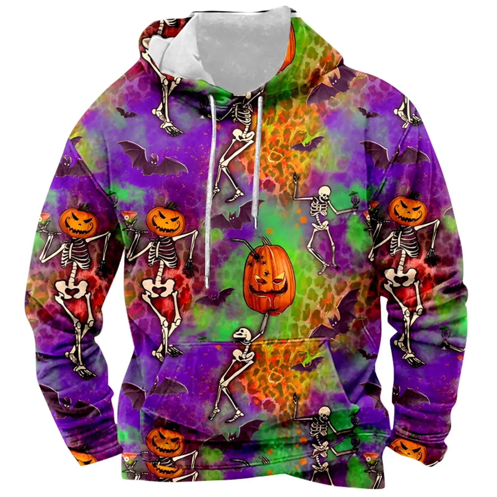 2025 Men Women Universal Tops Hoodies Loose Fit Halloween Pumpkin Skull Print 3d Print Fashion Casual Pullover Hoodies