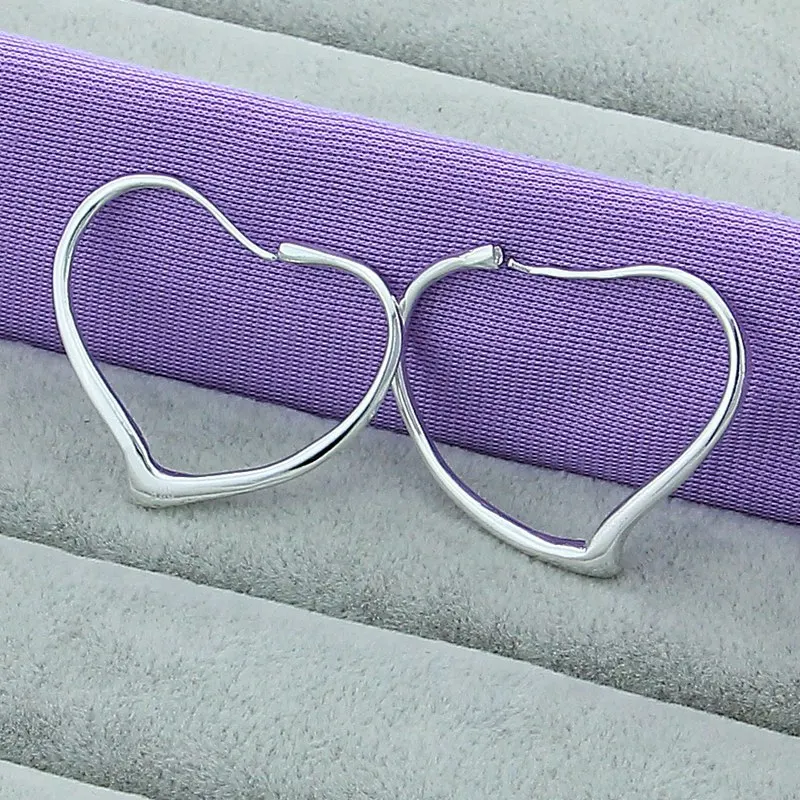

925 Sterling Silver Heart Lover Earrings Hoop Earrings for Women Wedding Engagement Fashion Charm Jewelry