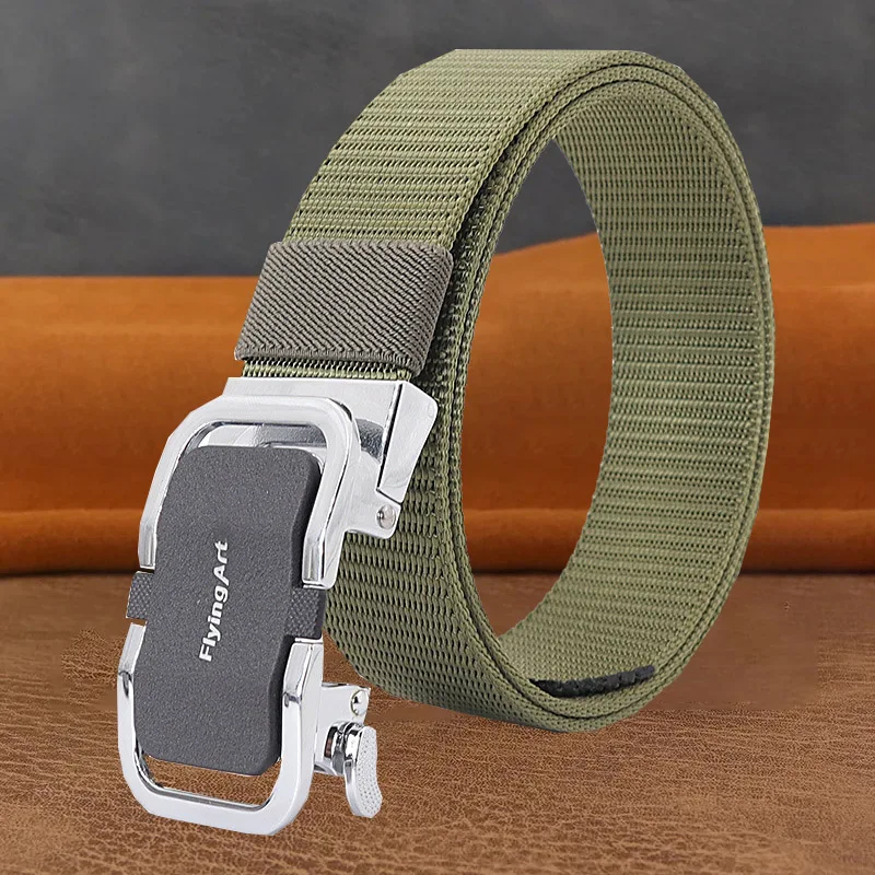 Toothless Automatic Buckle Nylon Belt For Men And Women Tactical Hunting High-Quality Business Travel Alloy Buckle Pants Belt