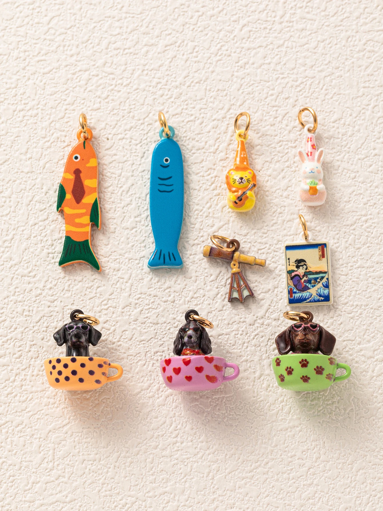 Einfache und beliebte Cartoon-Serie Schal Hund Krawatte Fisch Löwe DIY Anhänger Charms Schmuckherstellung – Detail 3
