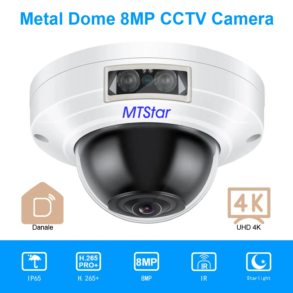 MTStar Metal Dome 8MP CCTV Camera Adopt Efficent Array Of Infrared Iamps Remote Viewing Anytime from Anywhere