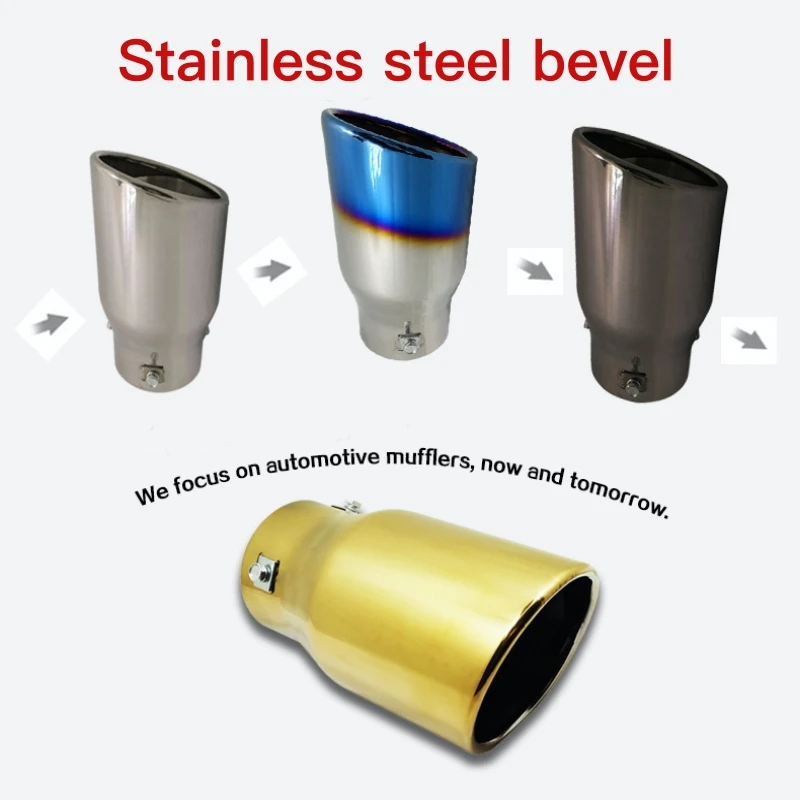 

76mm Exhaust Muffler Pipe Tip Throat Stainless Steel Angled Exhaust Pipe Tail Throat for Camry Prado Reiz RAV4 S6 Car Accesorry