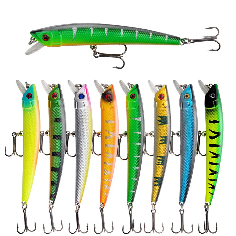 

Minnow Lure Simulation Hard Bait 9.5cm7.6g With Ringing Beads + Three Reinforced Hook Perch White Bait Fishing Supplies