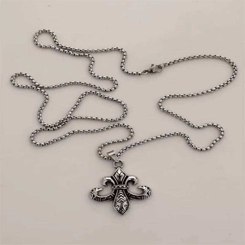 Vintage Cross Pendant Necklace Unisex Versatile Simple Long Sweater Chain Hip Hop Accessory image 2