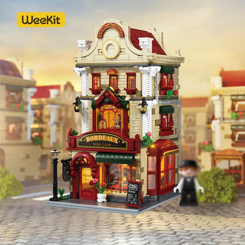 Weekit Medieval Bordeaux Tavern Building Block European City Street Scene Western Town Tavern Shop Brick Toy Adult Gift
