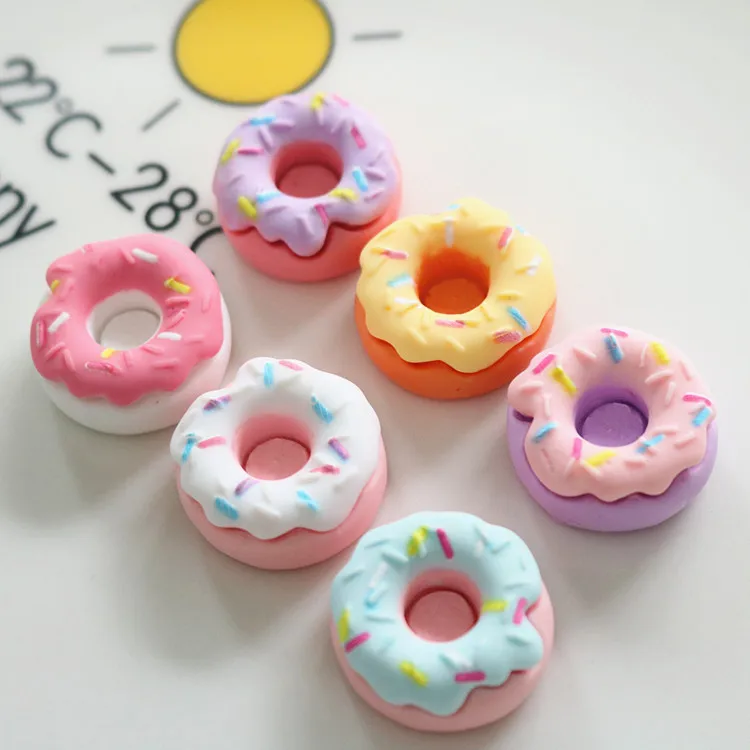 10pcs Kawaii New Cute Mini Donut Flat Back Resin Cabochons Scrapbooking DIY Jewelry Craft Decoration Embellishments Accessories