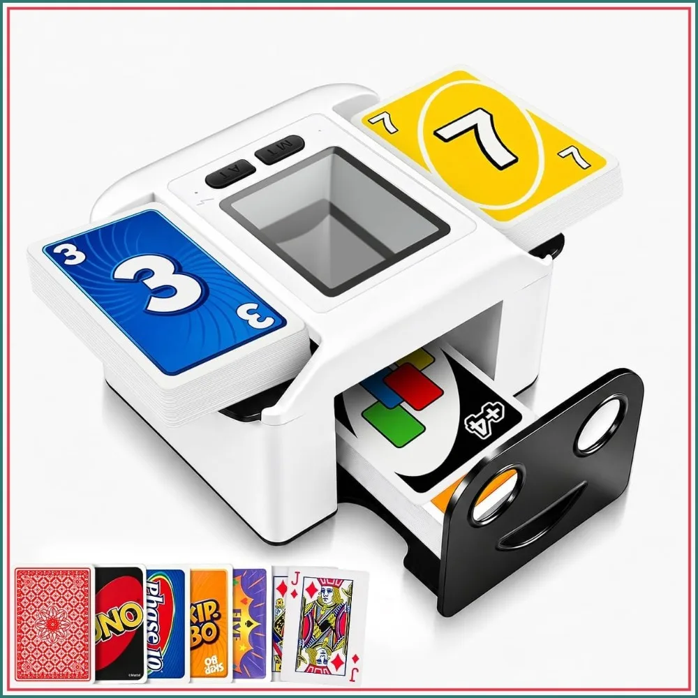 

Automatic Card Shuffler for 1-2 Decks, Auto/Manual Modes, USB-C Rechargeable, Quiet, for Poker, UNO, Bridge & More