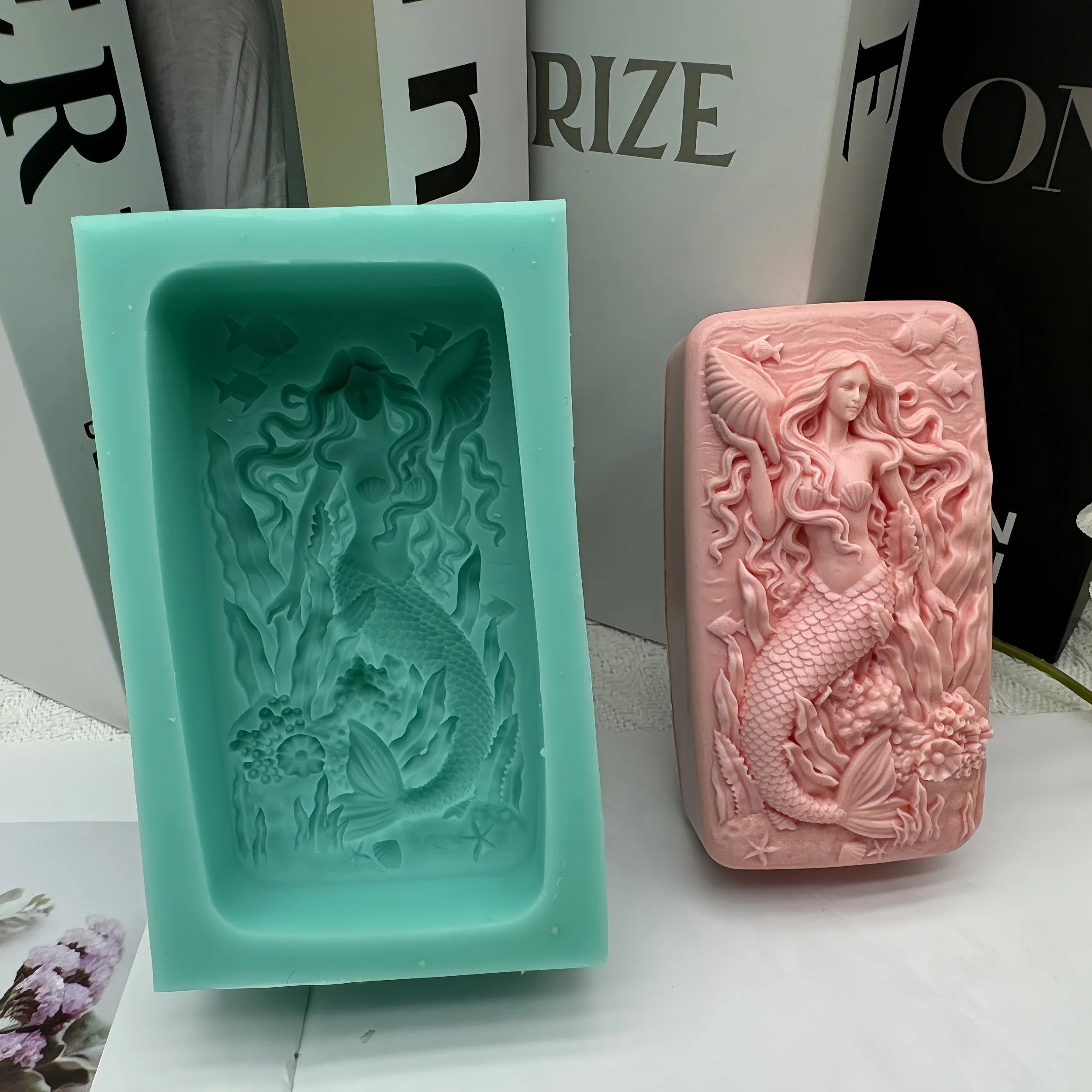 Soft Silicone Mermaid Design Soap Mold, Bar Soap Making, Chocolate Cake, Resin Craft, Aromatherapy Gypsum Molds