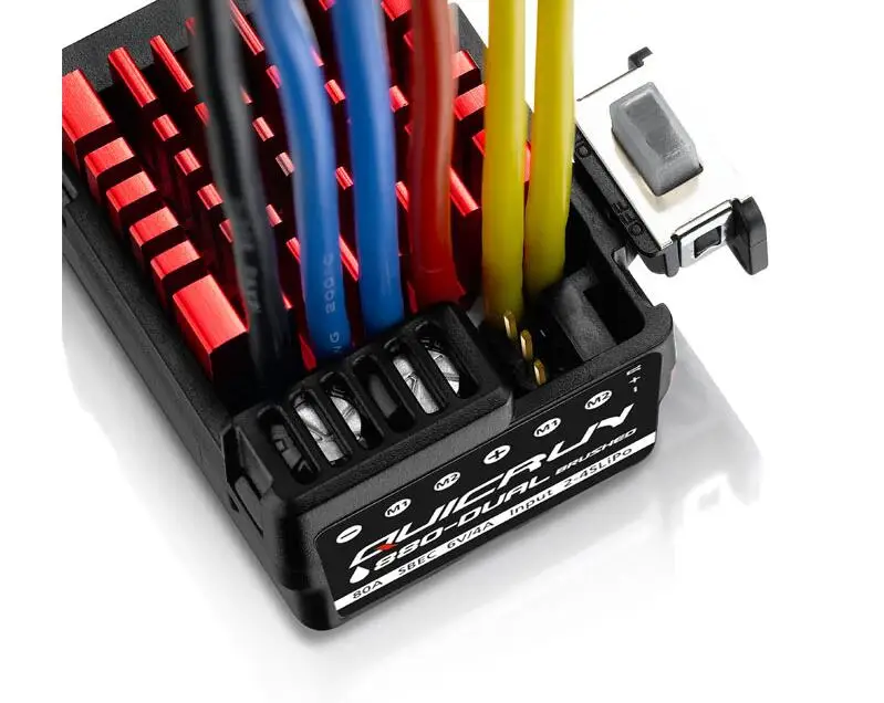 Hobbywing QuicRun WP 880 80A Dual Brushed Waterproof ESC Pengontrol Kecepatan Motor Komponen untuk Mobil RC 1/8