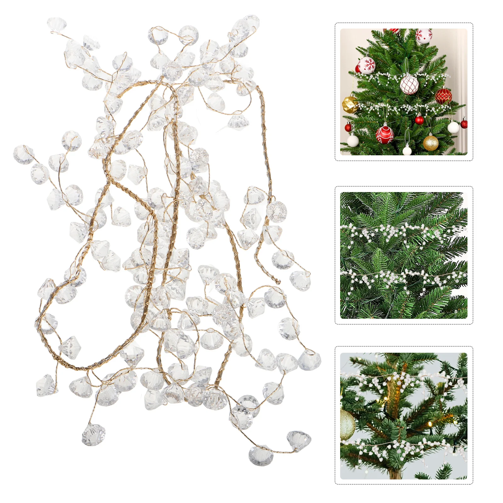 

Acrylic Crystal Garland Strands Clear Transparent Beads Christmas Tree Decor Hanging Icicles Drop Ornament Xmas Party Supplies