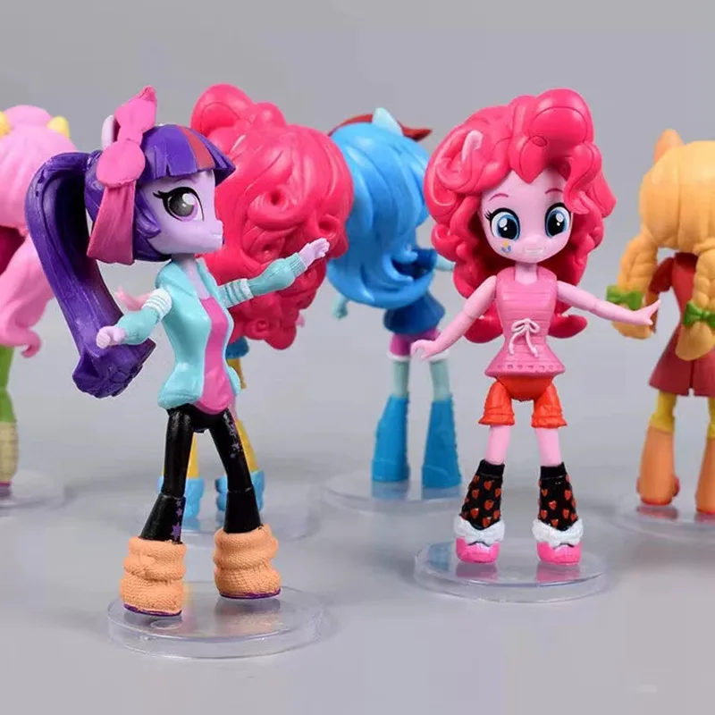 7pcs My Little Pony อะนิเมะ Action Figures ตุ๊กตาสะสม Twilight Sparkle Rainbow Dash Applejack Fluttershy สําหรับเด็ก