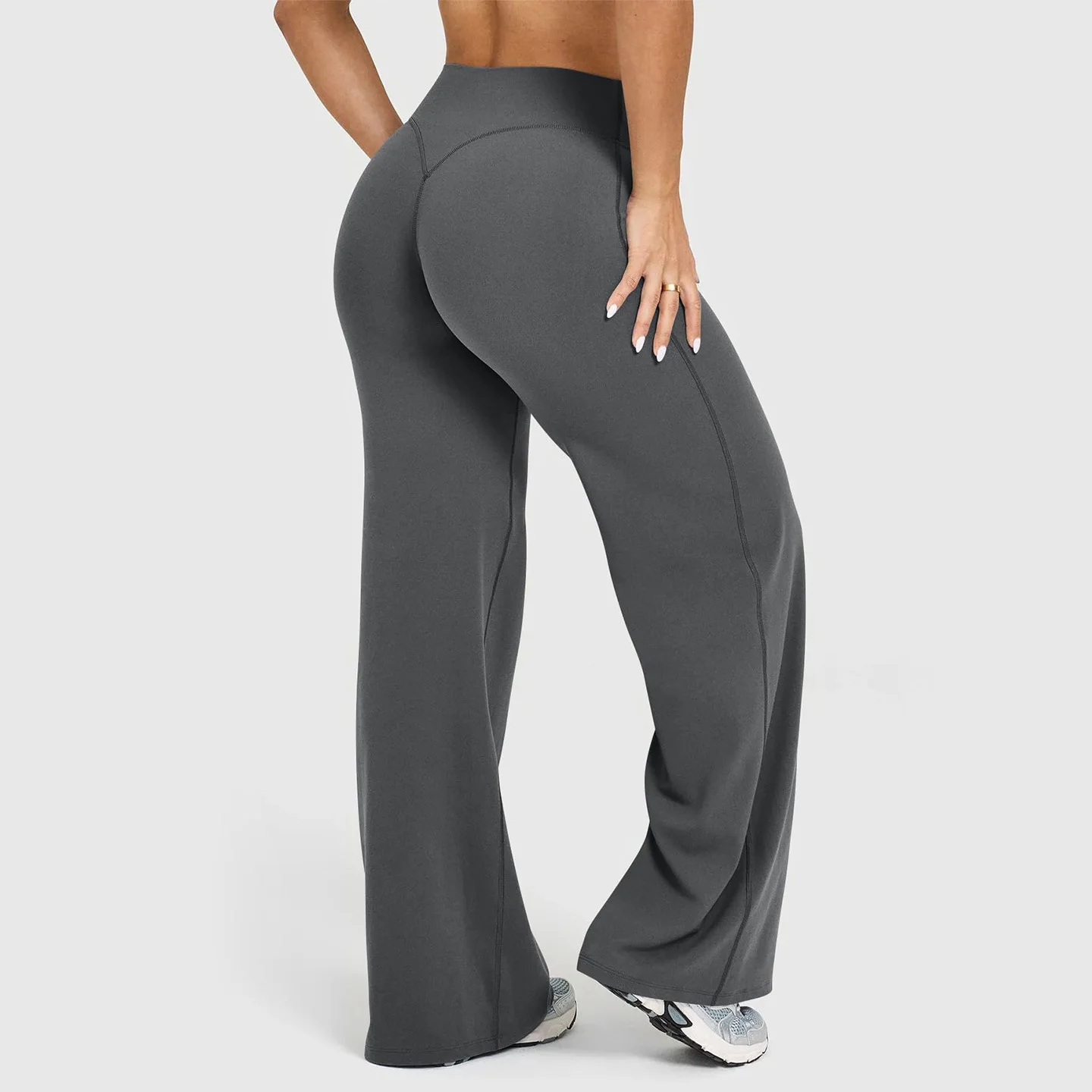 Vrouwen hoge taille wijde pijpen yogabroek losse flare legging buikcontrole rechte trainingsbroek casual loungebroek fitness