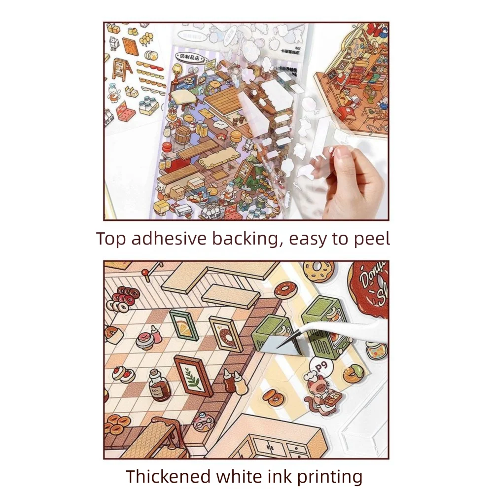 

Миниатюрные пейзажные наклейки для домашних животных, коллекция декомпрессии, визуальное укладка, 3D пейзажная наклейка, сделай сам, игрушечные игровые наклейки