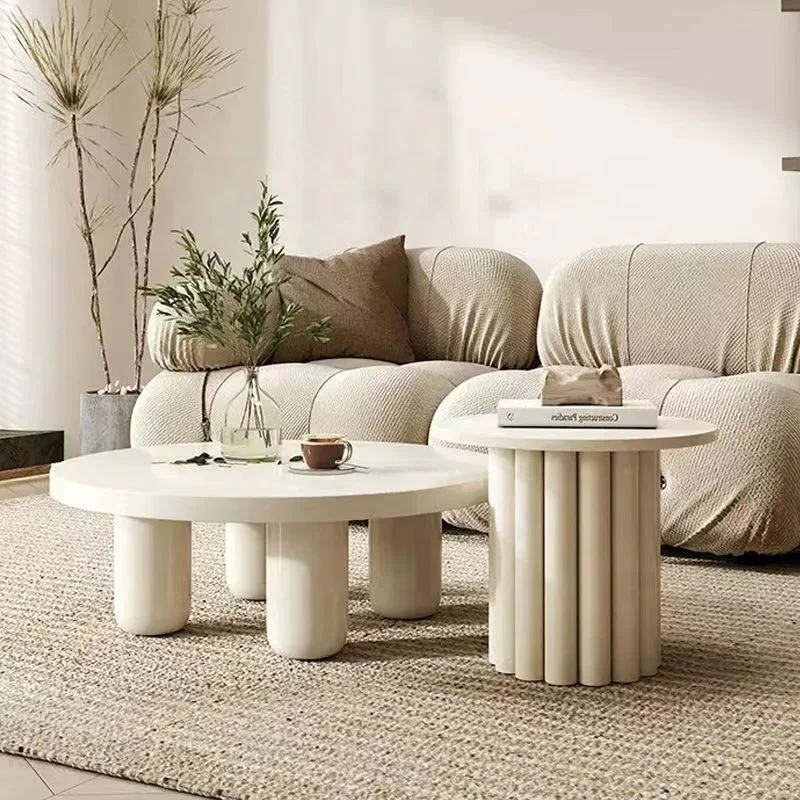 -Nordic Minimalism White Coffee Table Modern Interior Designs Wood Round Table For Living Room Furniture